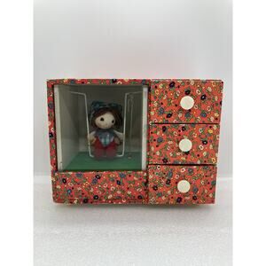 Vintage Jewelry Music Box With Girl In Swing Made In Japan Works! Rare!